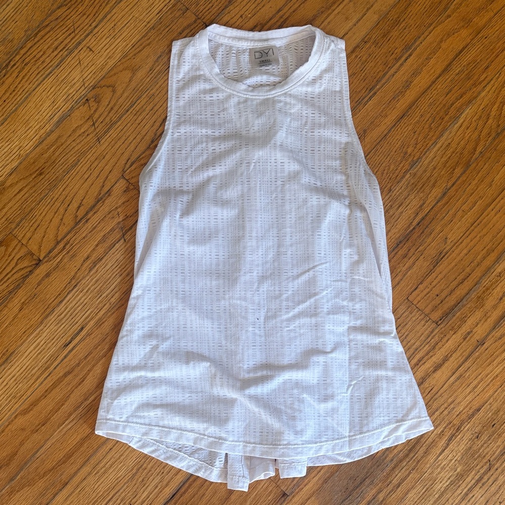 DYI white workout tie back top